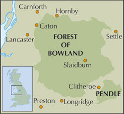 Walking in the Forest of Bowland and Pendle  - Location Map
