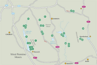 Walking on the West Pennine Moors - Overview Map