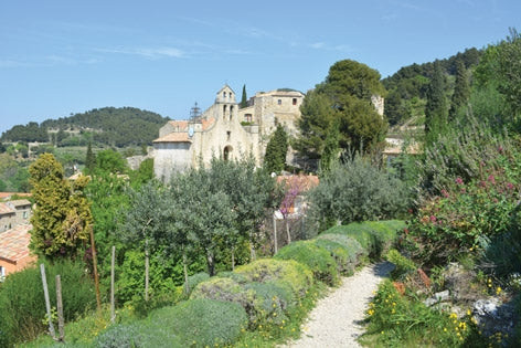 Walking in Provence - West - Route Photos - Botanic garden and church above Gigondas (Walk 13)