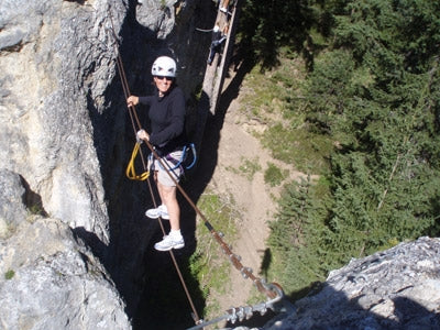 Mountain Adventures in the Maurienne - Route Photos - The traverse of the cables with one of the tree sections in the background