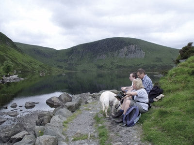 Walking the Corbetts Vol 1 South of the Great Glen - Route Photos - Walkers resting by Loch Skeen below Lochcraig Head (Route 6)