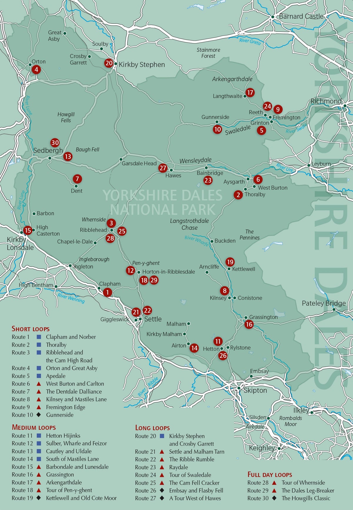 Mountain Biking in the Yorkshire Dales - Overview Map