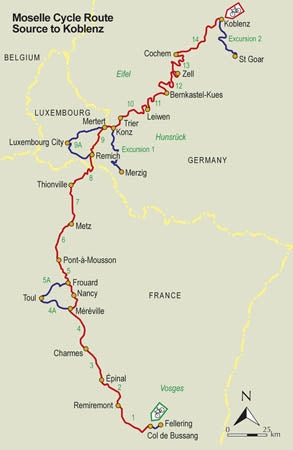 The Moselle Cycle Route - Overview Map