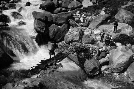 A Walk in the Clouds - Route Photos - This makeshift bridge took us across a tributary of the Buri Gandaki on my most recent trek around Manaslu (Chapter 66)