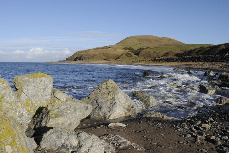Walking in the Southern Uplands - Route Photos - Bonney’s Dyke to Pinbain Hill – the foreground rocks are speckled gabbro (Walk 1)