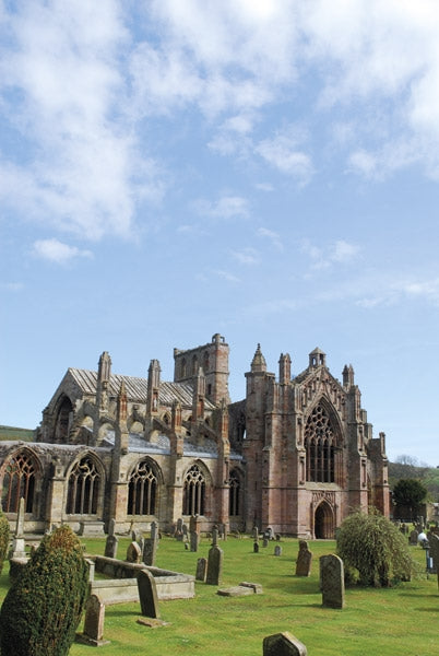 Walking in the Southern Uplands - Route Photos - Melrose Abbey – the heart of Robert the Bruce is buried here (Walk 31)
