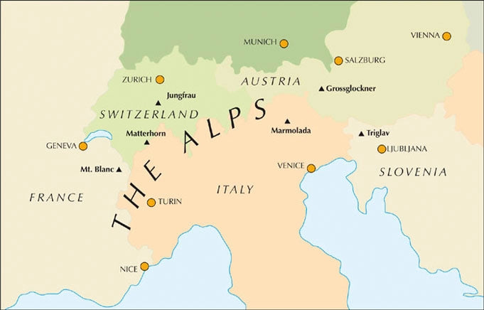 100 Hut Walks in the Alps - Overview Map