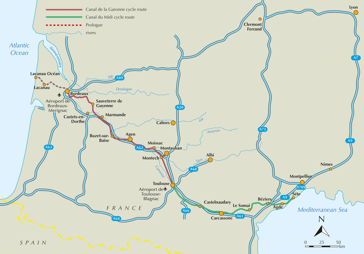 Cycling the Canal de la Garonne - Overview Map