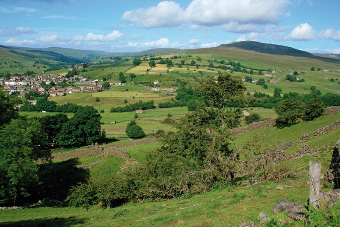 Walking in the Yorkshire Dales: North and East - Route Photos - Looking across the foot of Arkengarthdale to Calver Hill (Walk 15)