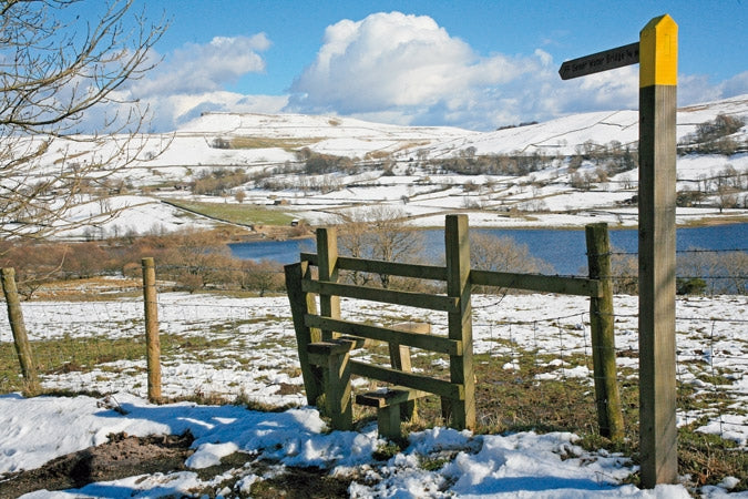 Walking in the Yorkshire Dales: North and East - Route Photos - Semer Water in winter, Addlebrough in the background (Walk 33)