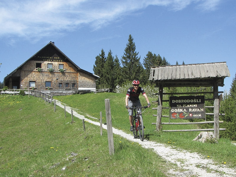 Mountain Biking in Slovenia - Route Photos - This mountain inn is a welcome sight on reaching Goška Ravan (Route 3)