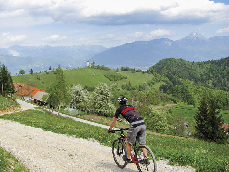 Mountain Biking in Slovenia - Route Photos - Descending to the road at Jamnik (Route 3)