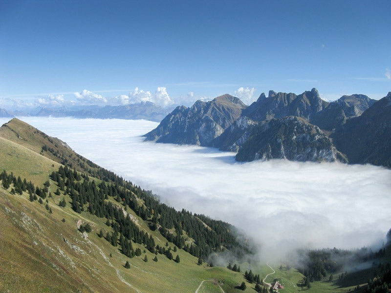 Walking in the Haute Savoie: North - Route Photos - Cloud inversion in late autumn (Walk 19)