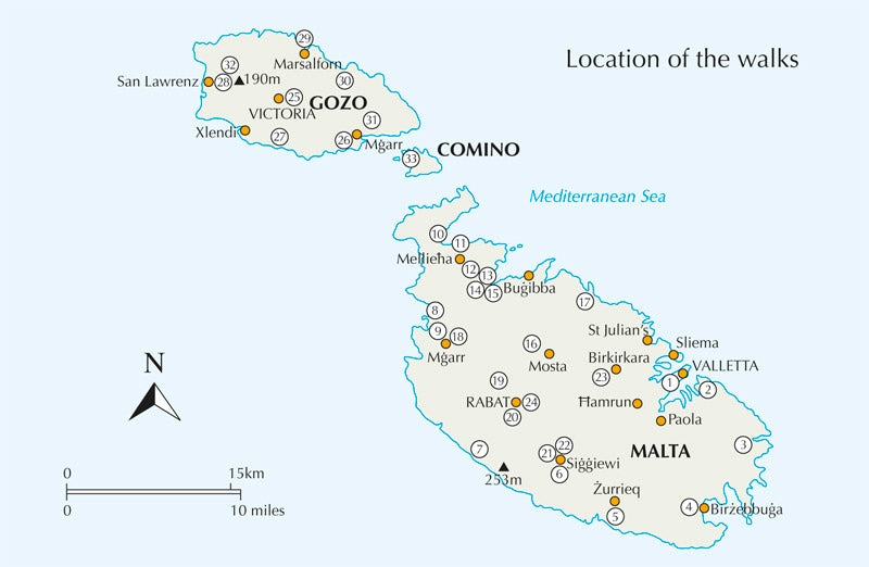 Walking on Malta - Overview Map