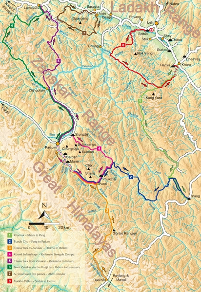 Trekking in Ladakh - Overview Map