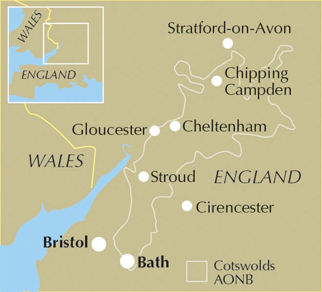 Walking in the Cotswolds - Location Map