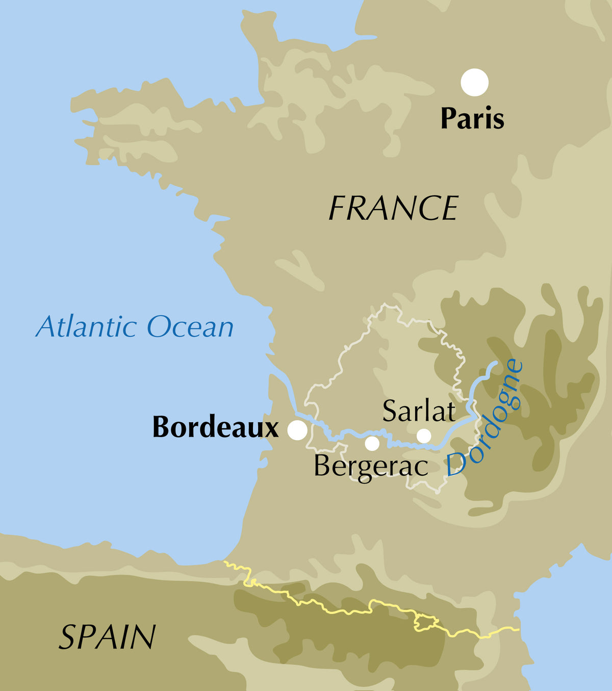 Walking in the Dordogne - Location Map