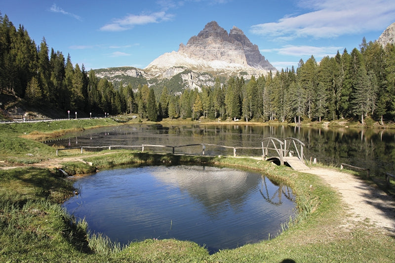 Walking in the Dolomites - Route Photos - Lago d’Antorno reflecting the Tre Cime (Walk 4, Stage 2)