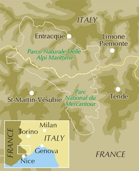 Walks and Treks in the Maritime Alps - Location Map