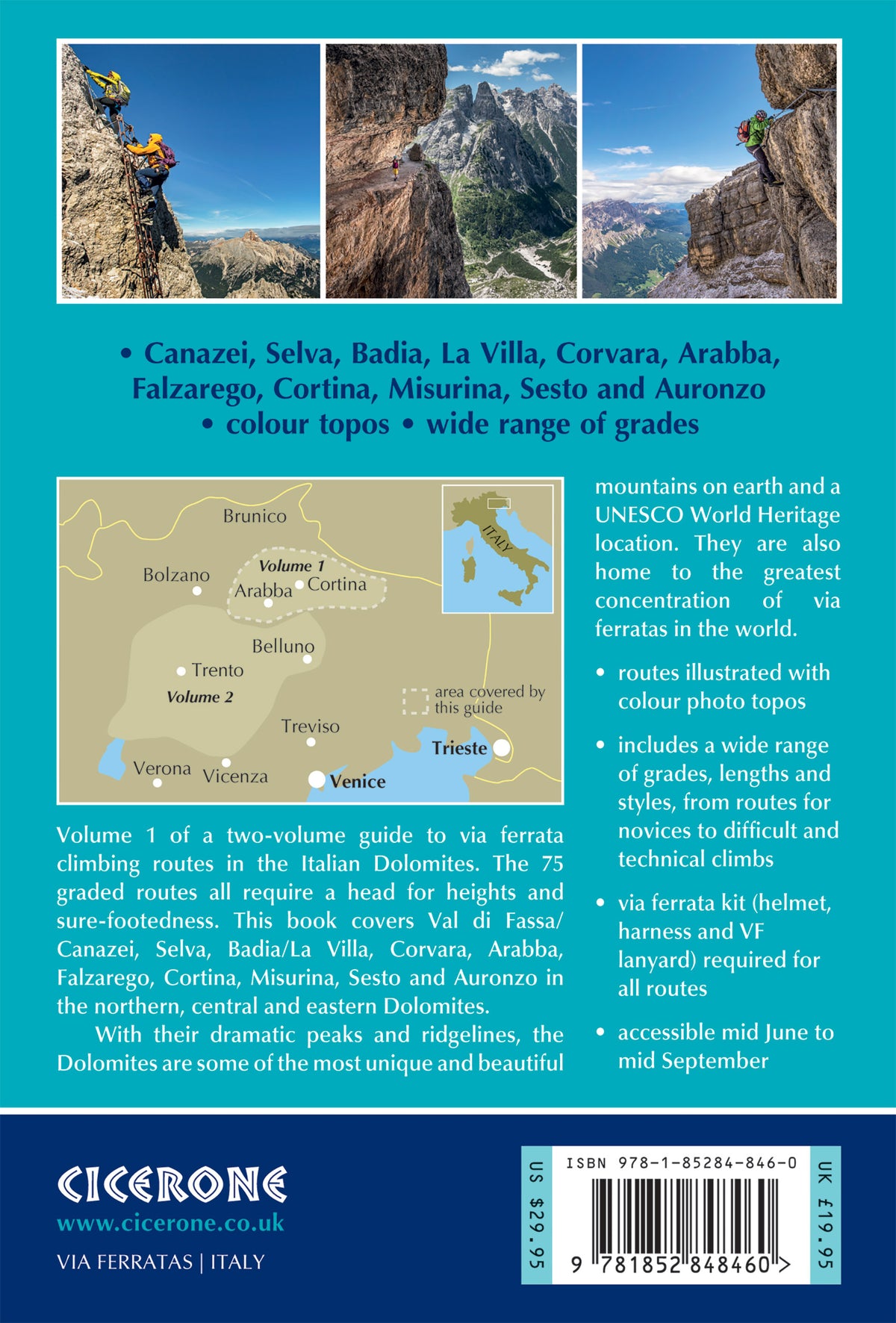 Via Ferratas of the Italian Dolomites Volume 1 - Back Cover