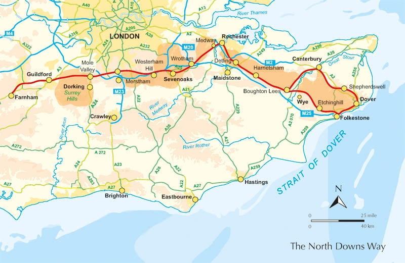 The North Downs Way - Overview Map