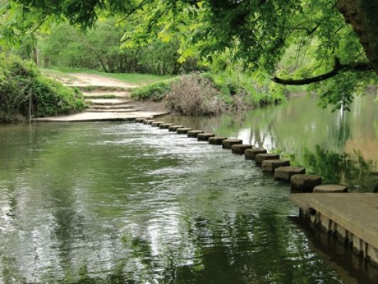 The North Downs Way - Route Photos - Stepping stones on the River Mole below Box Hill (Stage 3)