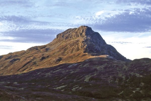 Ben Nevis and Glen Coe - Route Photos - Sgurr Innse from Lairig Leacach bothy; Route 23 follows the shadow-edge spur