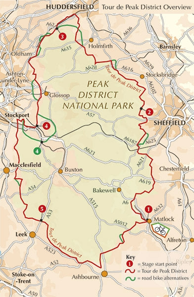 Cycling in the Peak District - Overview Map