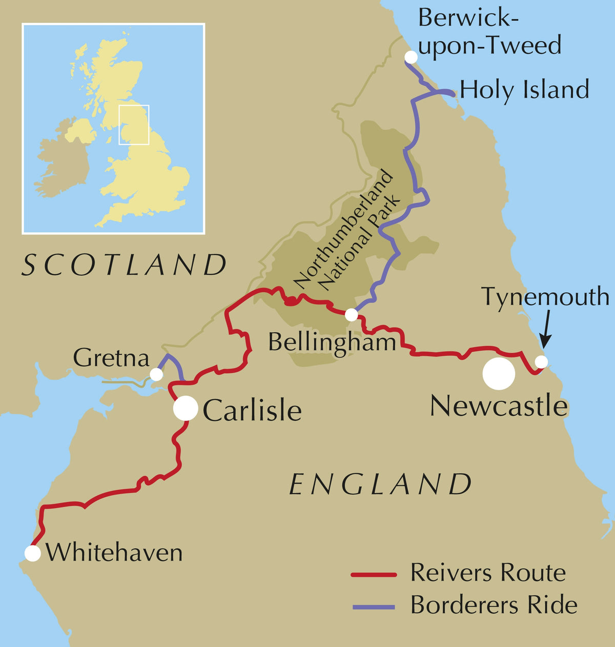 Cycling the Reivers Route - Location Map
