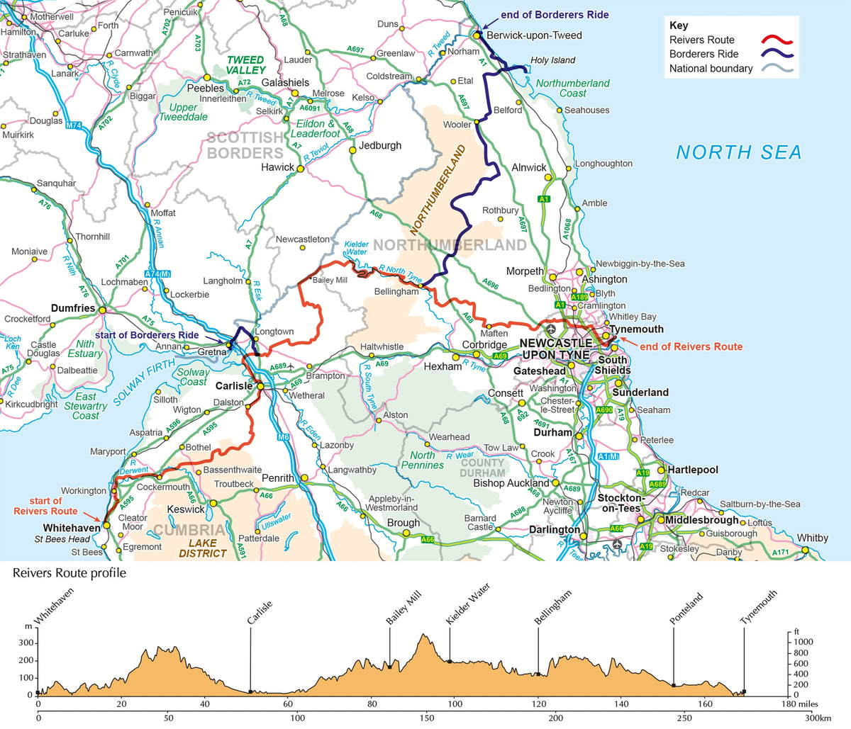 Cycling the Reivers Route - Overview Map
