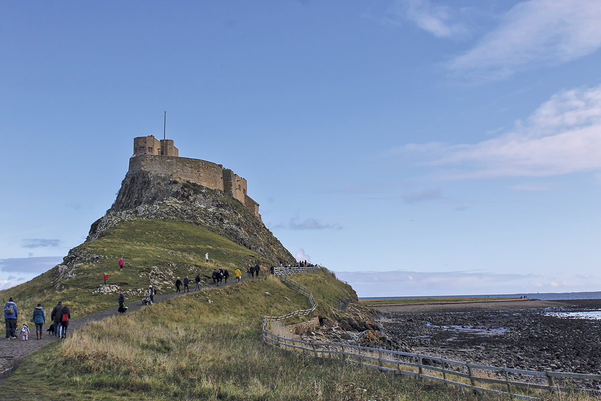 Cycling the Reivers Route - Route Photos - Lindisfarne Castle perched on its volcanic mound (Borderers Ride)