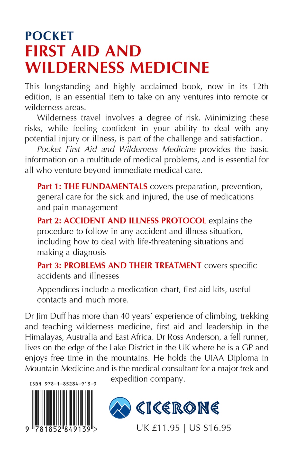 Pocket First Aid and Wilderness Medicine - Back Cover