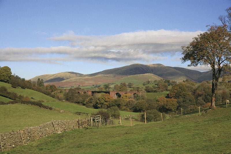 The Lune Valley and Howgills - Route Photos - Looking back past the Lune Viaduct towards Arant Haw (Walk 14)