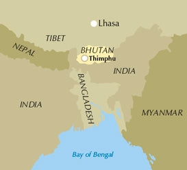 Trekking in Bhutan - Location Map