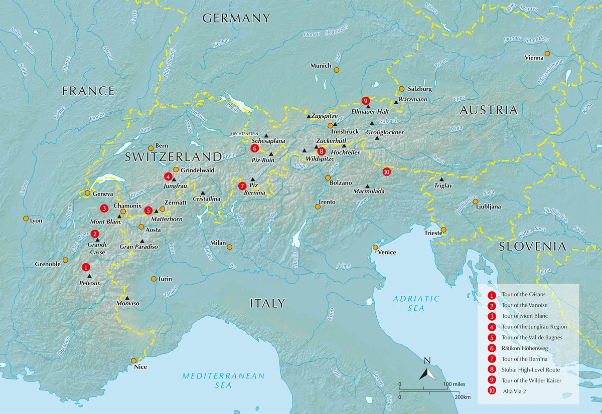 The Mountain Hut Book - Overview Map