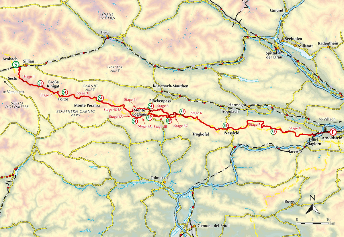 The Karnischer Hohenweg - Overview Map