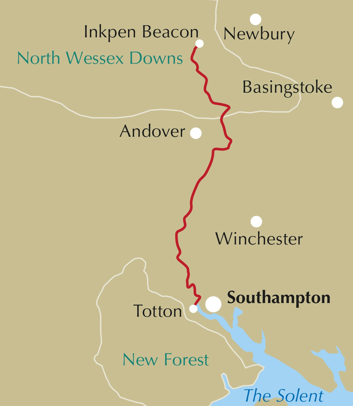 Walking Hampshire's Test Way - Location Map