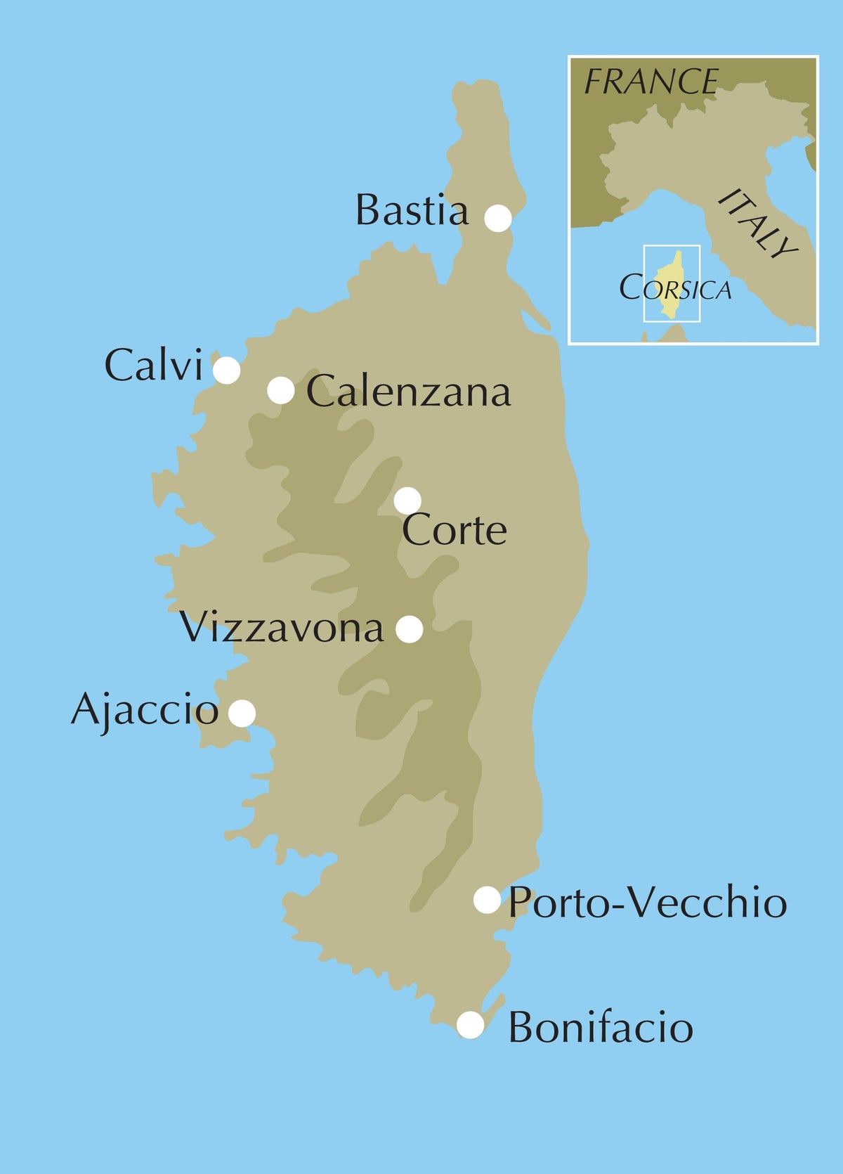 Walking on Corsica - Location Map