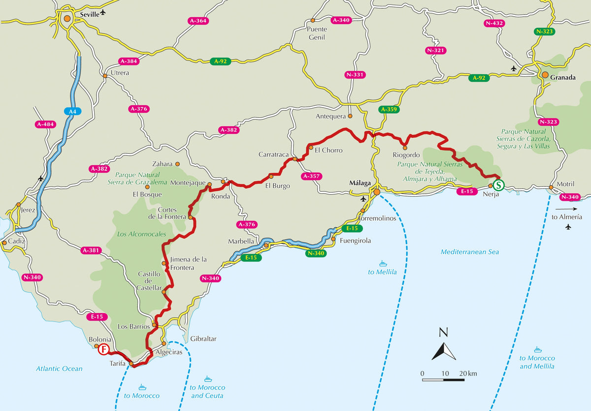 The Andalucian Coast to Coast Walk - Overview Map