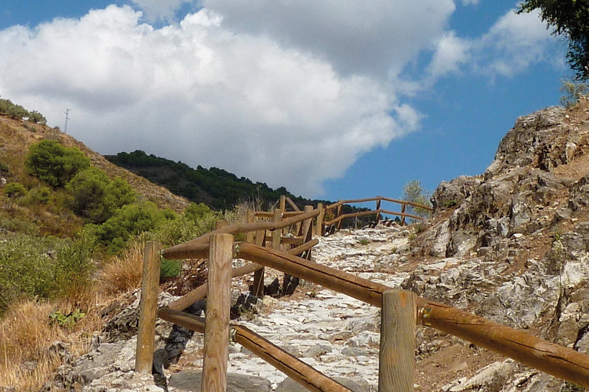 The Andalucian Coast to Coast Walk - Route Photos - The cobbled footpath leading down to the river below Canillas de Albaida (Day 3)