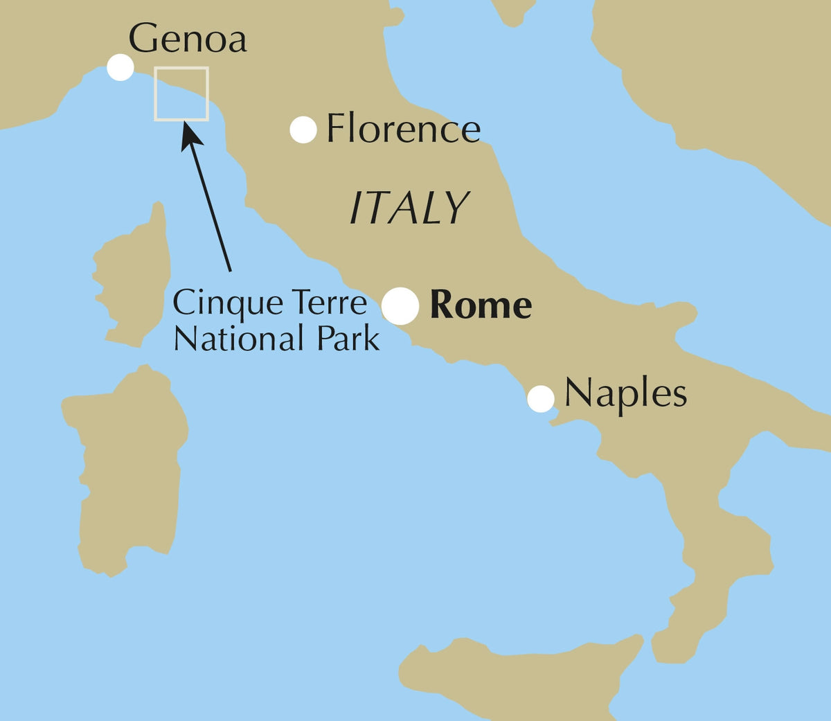 Walking in Italy's Cinque Terre - Location Map