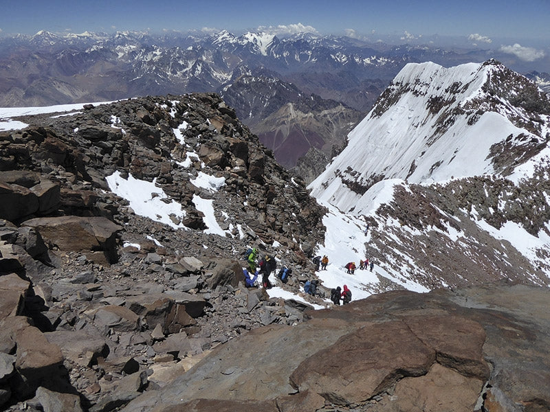 Aconcagua and the Southern Andes - Route Photos - View from the summit with climbers on the Canaleta