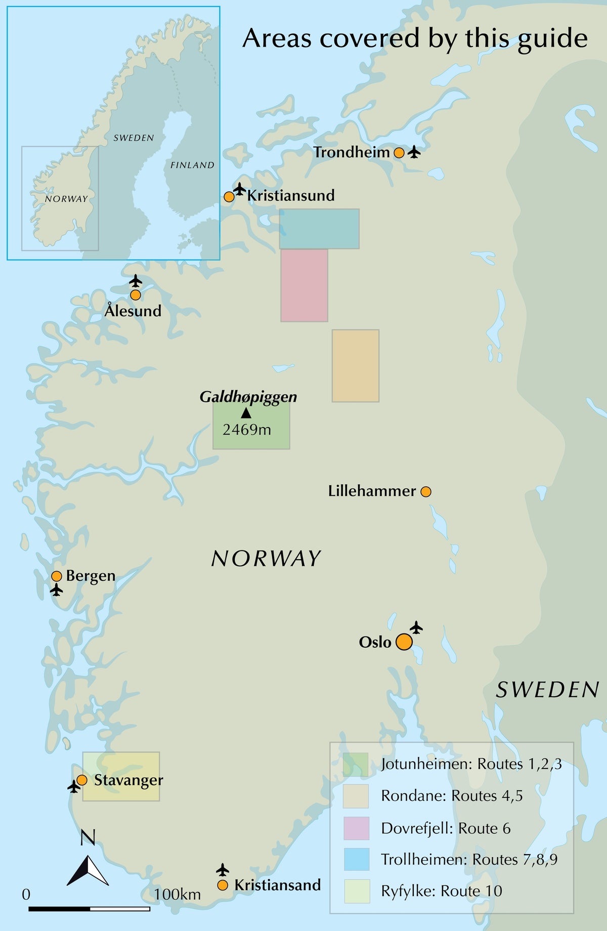 Hiking in Norway - South - Overview Map