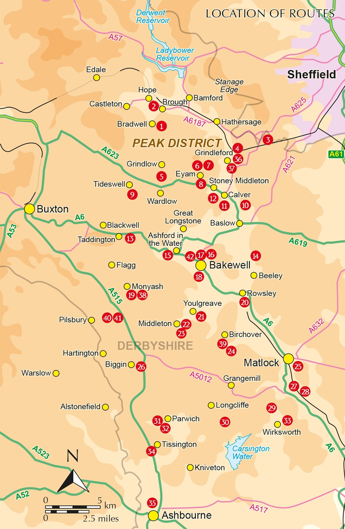 Walking in the Peak District - White Peak East - Overview Map