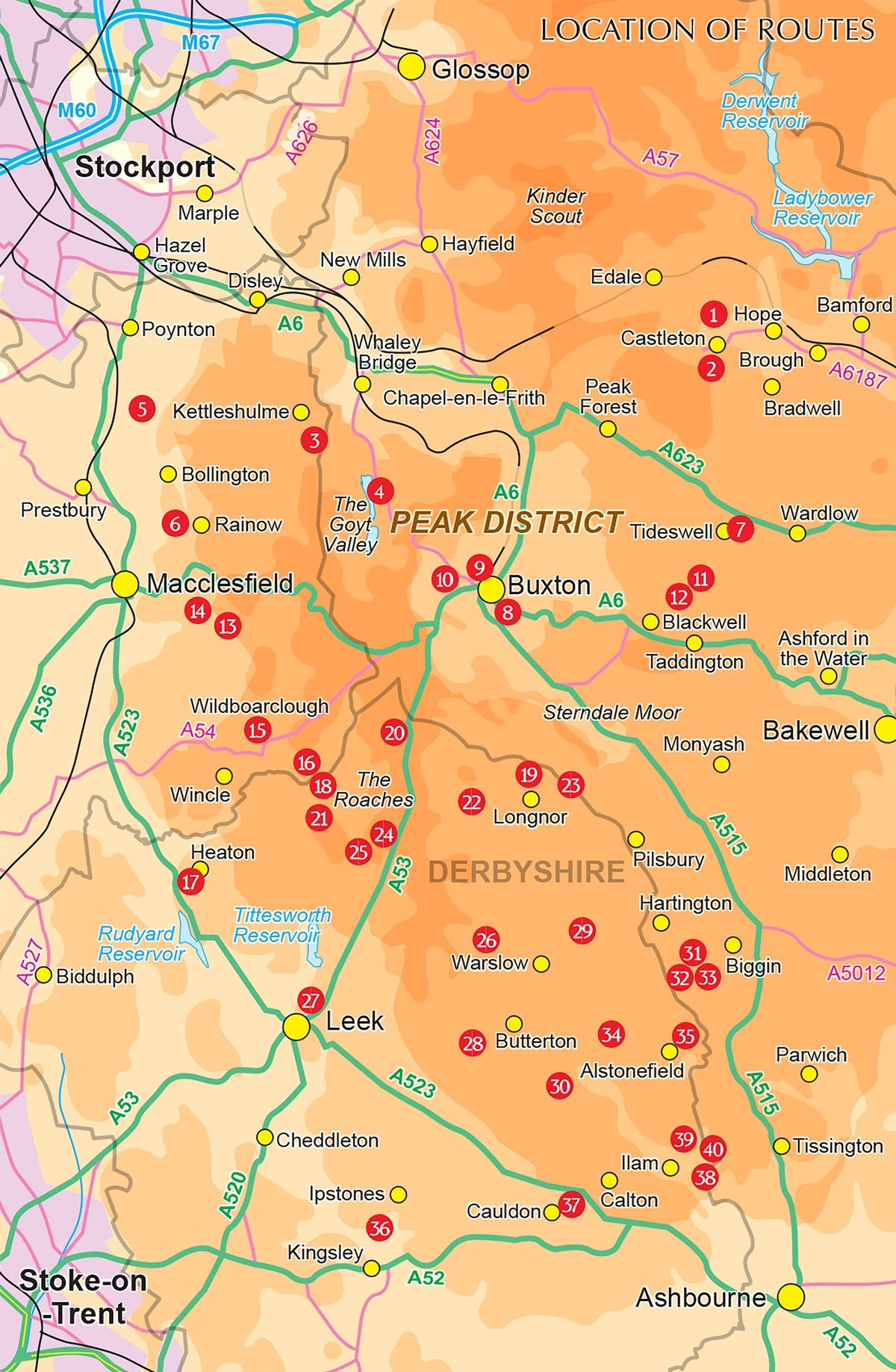 Walking in the Peak District - White Peak West - Overview Map