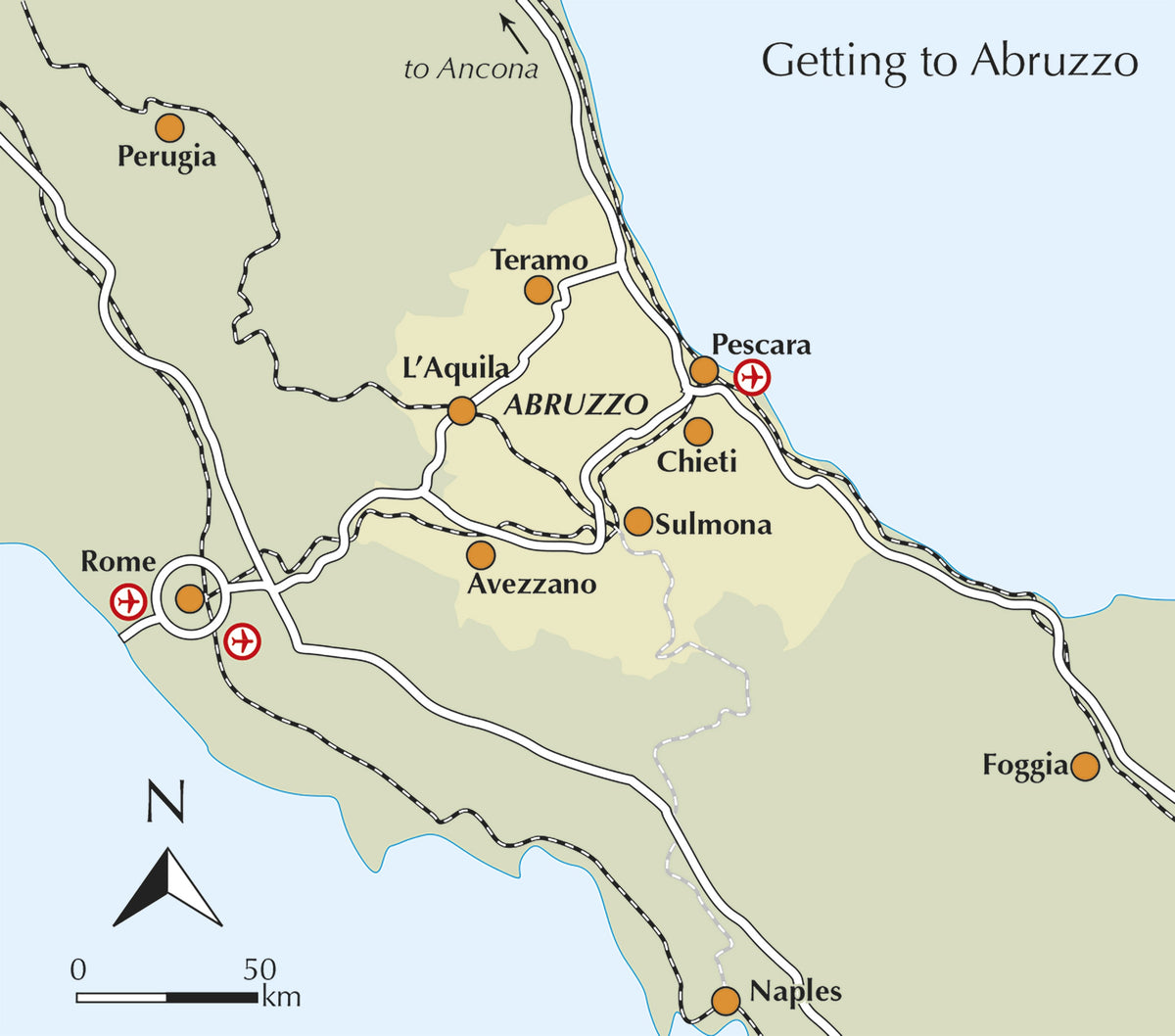 Walking in Abruzzo - Overview Map