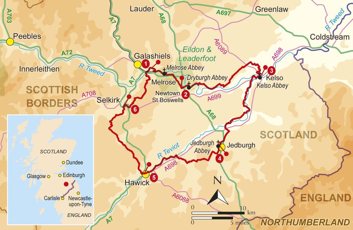The Borders Abbeys Way - Overview Map