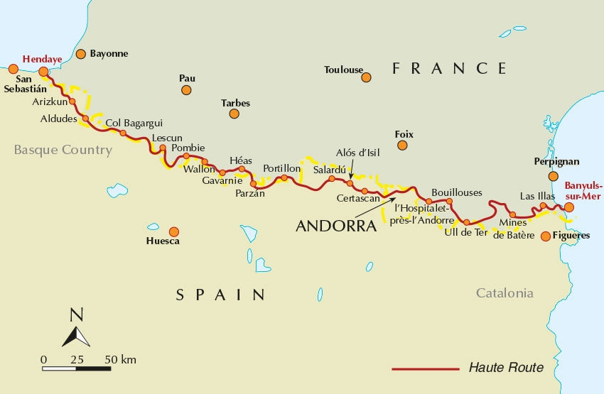 The Pyrenean Haute Route - Overview Map