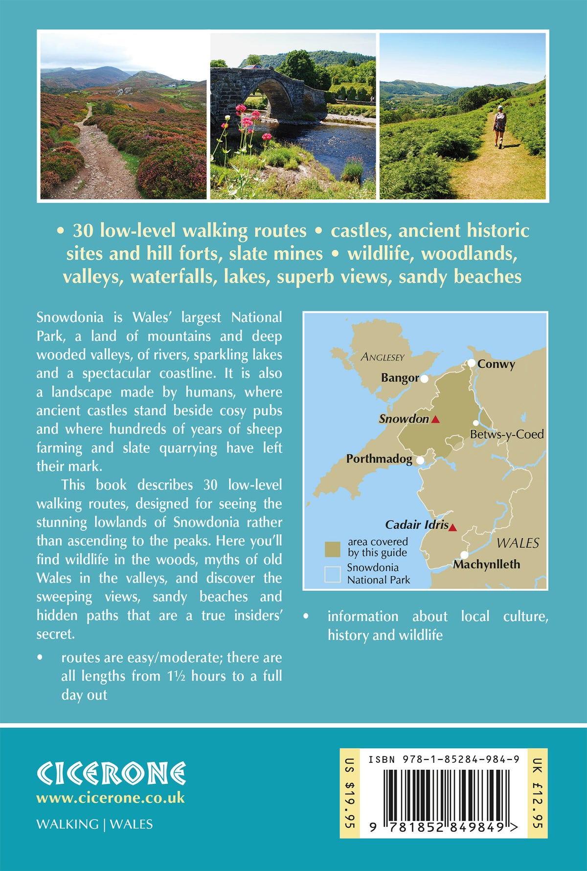 Snowdonia: 30 Low-level and Easy Walks - North - Back Cover