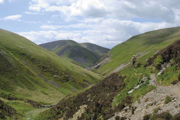 The Southern Upland Way - Route Photos - Selcoth ravine and Croft Head, seen from Ettrick Head (Stage 9)